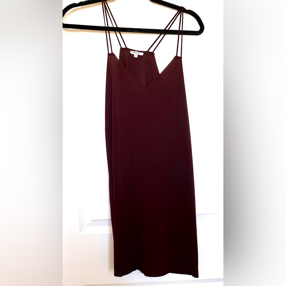 Brandy Melville Maroon Strappy Slip Mini Dress